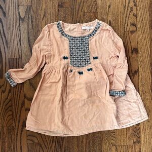 Peach Embroidered Kids Dress